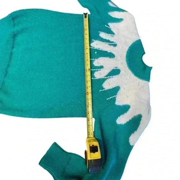 Vintage 1980s Angenie Angora Blend Textured Sweater Women L Green EUC 😍 - Picture 4 of 7